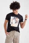 Slim Fit Thomas Edison Lisanslı Bisiklet Yaka Pamuklu Penye Tişört