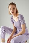 Basic Geniş Yaka Slim Fit Kısa Kollu Çıtçıtlı Body