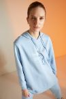 Relax Fit Slogan Baskılı Kapüşonlu Spor Sweatshirt Tunik