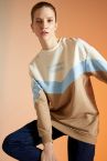 Regular Fit Renk Bloklu Sweatshirt Tunik