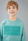 Erkek Çocuk Oversize Gofre Baskılı Organik Pamuk Sweatshirt