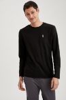 Slim Fit Uzun Kollu Bisiklet Yaka Spor Tişört