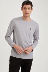 Slim Fit Uzun Kollu Bisiklet Yaka Spor Tişört