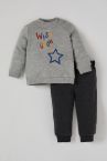 Erkek Bebek Baskılı Sweatshirt ve Jogger Eşofman Alt Takım