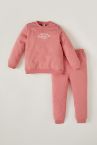 Kız Bebek Yazı Baskılı Pamuklu Sweatshirt ve Eşofman Altı Takımı