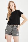 Regular Fit Crop Kısa Kol Tişört