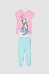 Kız Çocuk Daisy Duck Lisanslı Kısa Kollu Pijama Takımı