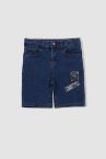 Erkek Çocuk Relax Fit Baskılı Jean Bermuda Şort