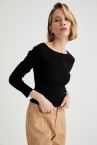 Basic Kayık Yaka Slim Fit Uzun Kollu Tişört