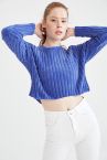 Coool Basic Kadife Crop Triko Kazak