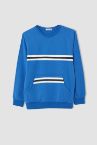 Erkek Çocuk Kanguru Cepli Şerit Baskılı Sweatshirt