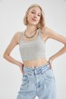 Askılı Pamuklu Crop Top