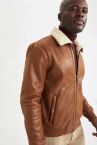 Slim Fit Yakası ve İçi Yumuşak Tüylü Süet Mont