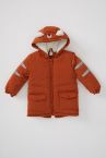 Erkek Bebek 3D Regular Fit Kapüşonlu Pelüş Astar Mont