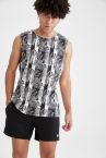 Regular Fit Floral Desenli Pamuklu Penye Atlet