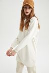 Basic Ribana Kollu Oversize Fit Sweatshirt Tunik