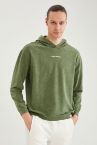 Slim Fit Baskılı Kapüşonlu Sweatshirt