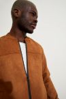 Slim Fit Süet Kolej Yaka Bomber Ceket