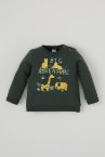 Erkek Bebek Sevimli Hayvanlar Baskılı Pamuklu Sweatshirt