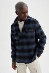 Oversize Fit Ekose Desenli Uzun Kollu Oduncu Gömlek Ceket