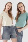 Regular Fit Basic 2'li Crop Tişört Seti