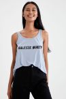 Gotik Yazı Baskılı Relax Fit Askılı Atlet