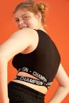 Coool Sırtı Slogan Baskılı İp Dekolteli Crop Top