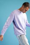 Oversize Fit Bisiklet Yaka Kol Baskılı Pamuklu Sweatshirt