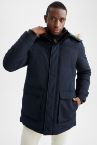 Regular Fit Çıkarılabilir Kapüşonlu Su İtici Isı Yalıtımlı Warmtech Suni Kürk Şişme Mont