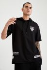 NBA Chicago Bulls Lisanslı Oversize Fit Kapüşonlu Kısa Kollu Pamuklu Sweatshirt