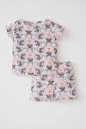 Kız Bebek Unicorn Desenliı Kısa Kollu Pamuklu Pijama Takımı