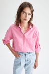 Relax Fit Çift Cepli Poplin Gömlek
