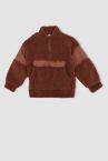 Kız Çocuk Relax Fit Dik Yaka Kanguru Cepli Pelüş Isı Yalıtımlı Warmtech Sweatshirt