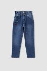 Kız Çocuk Mickey Mouse Lisanslı Relax Fit Paperbag Jean Pantolon