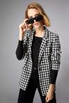 Relax Fit Kare Desenli Dokulu Tüvit Blazer Ceket