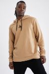 Standart Fit Kapüşonlu Baskılı Uzun Kollu İçi Yumuşak Tüylü Sweatshirt
