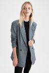 Pötikare Desenli Kapaklı Cepli Oversize Fit Uzun Kollu Blazer Ceket