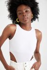 Halter Yaka Bel Dekolteli Slim Fit Bodysuit