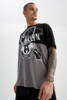 Oversize Fit NBA Lisanslı Baskılı Bisiklet Yaka Kısa Kollu Pamuklu Penye Tişört