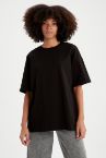 Oversize Fit Pamuklu Kısa Kollu Basic Tişört