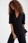 Regular Fit Gömlek Yaka Kısa Kollu Pijama Üstü