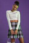 Coool Gotik Slogan Baskılı Uzun Kollu Relax Fit Crop Tişört
