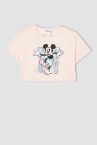 Kız Çocuk Mickey Mouse Lisanslı Sırt Baskılı Kısa Kollu Tişört