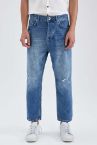 Loose Fit Yırtık Detaylı Jean Pantolon