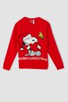 Kız Çocuk Snoopy Lisanslı Yılbaşı Temalı Regular Fit Triko Kazak