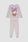 Kız Çocuk Daisy Duck Lisanslı Regular Fit Uzun Kollu Pijama Takım