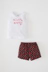 Kız Bebek Çilek Desenli Kolsuz Pijama Takımı