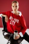 Slogan Baskılı Kapüşonlu Relax Fit İçi Yumuşak Tüylü Sweatshirt