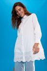 Etek Ucu Brode Detaylı Relax Fit Poplin Gömlek Tunik