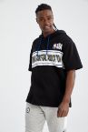 NBA Lisanslı Kapüşonlu İçi Yumuşak Tüylü Kısa Kollu Sweatshirt